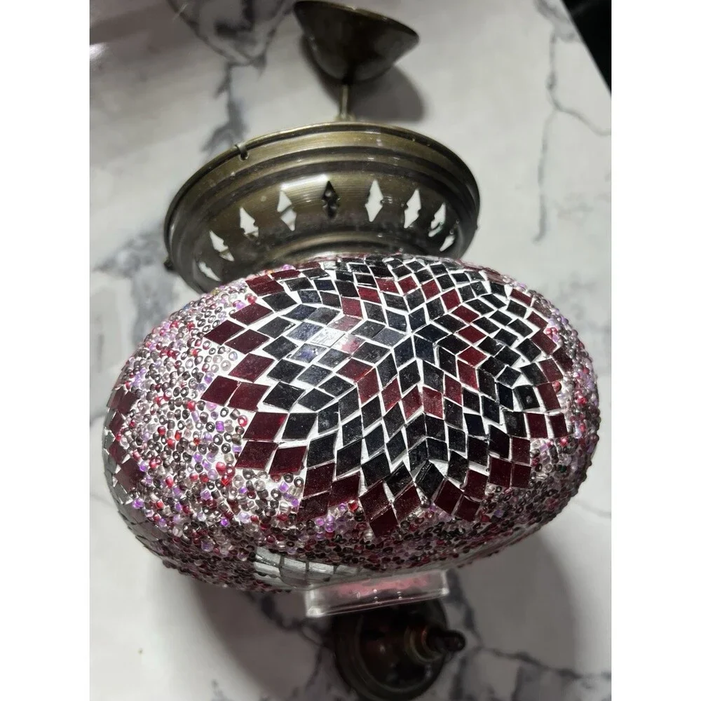 Turkish Mosaic Glass Hanging lamp from Istanbul Grand Bazaar hanging gold
